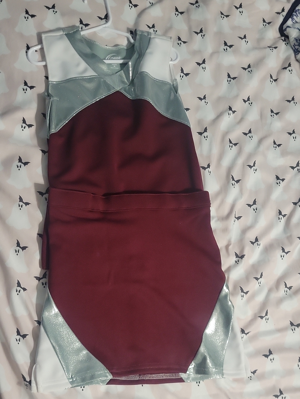 Chasse Youth Medium Cheer Uniform Maroon and Silver
